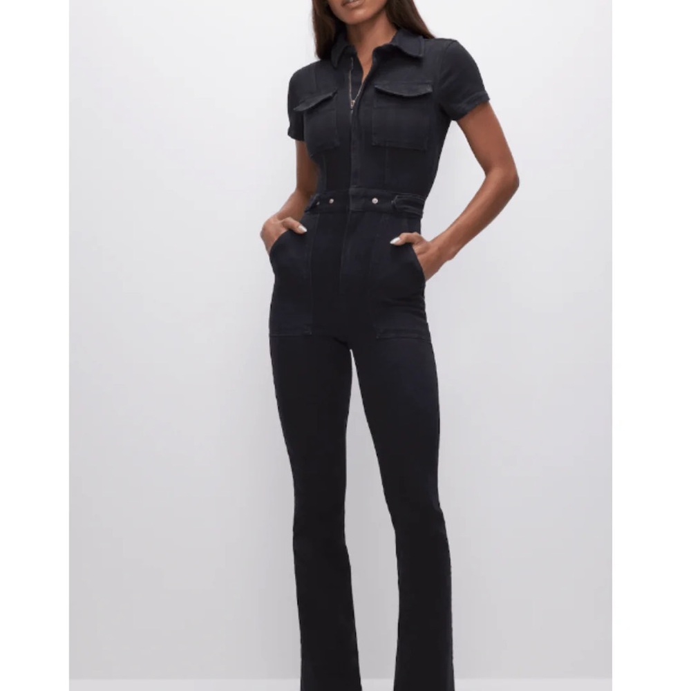 Good American Fit for Success Bootcut Black Jumpsuit